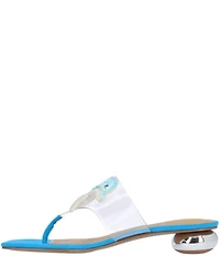 J. Renee Rhinestone Dolphin Clear Vinyl Thong Sandals