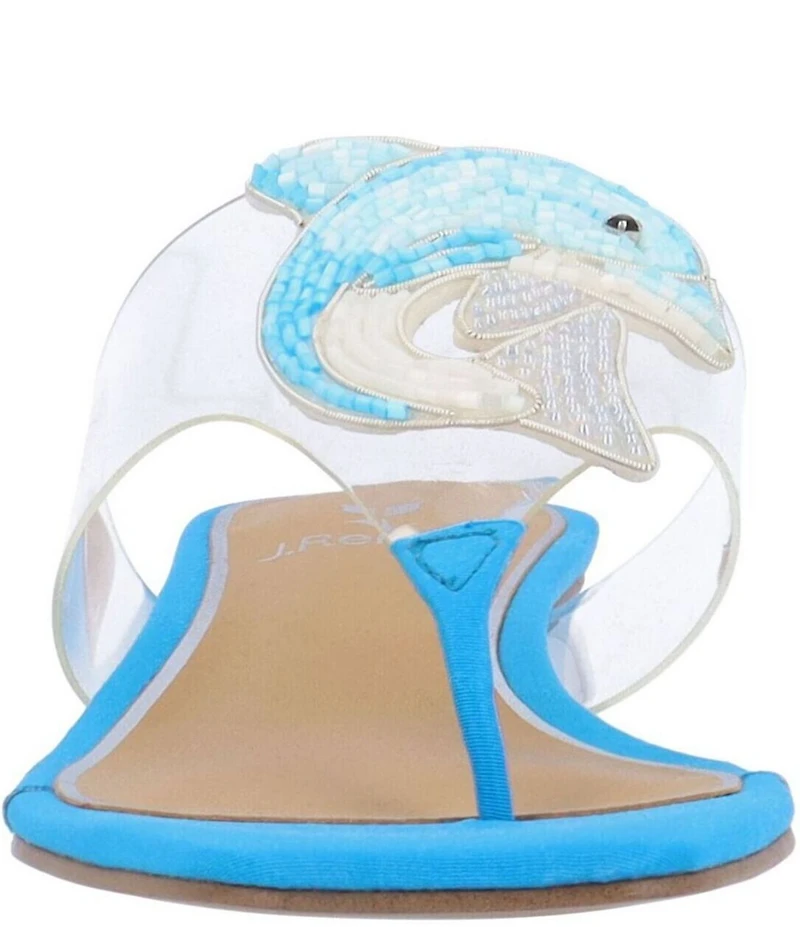 J. Renee Rhinestone Dolphin Clear Vinyl Thong Sandals