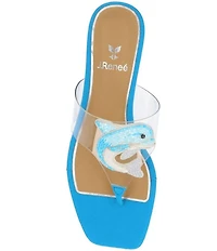 J. Renee Rhinestone Dolphin Clear Vinyl Thong Sandals