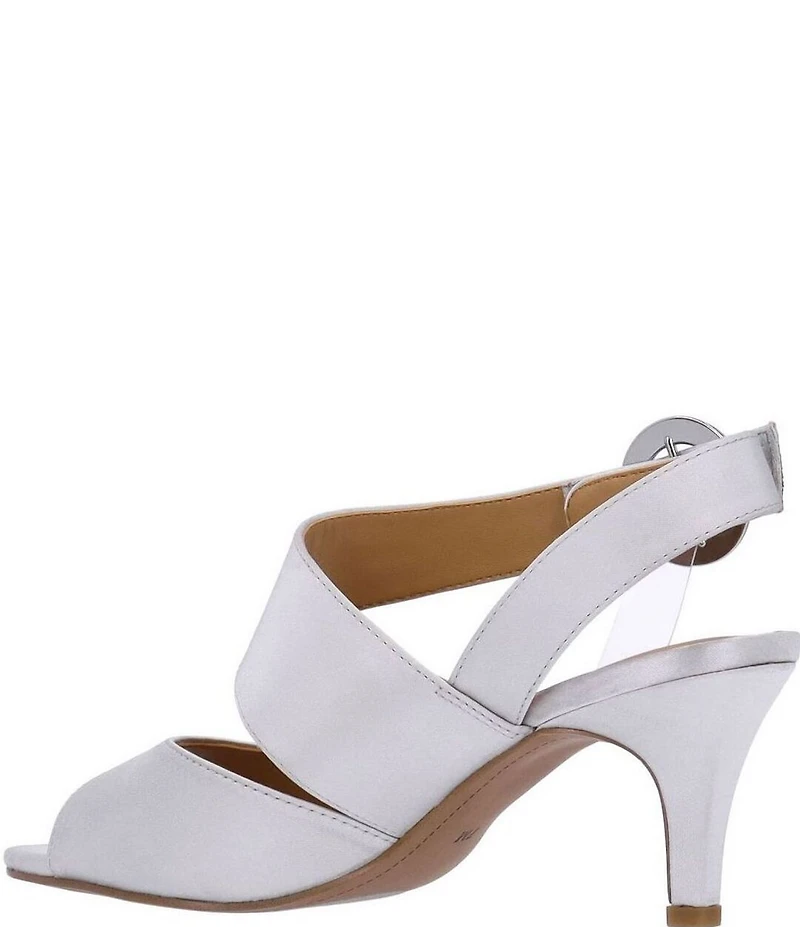 J. Renee Safira Satin Asymmetrical Embellished Ornament Buckle Dress Sandals