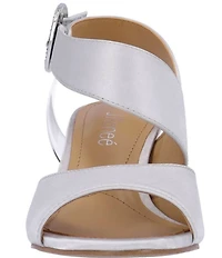 J. Renee Safira Satin Asymmetrical Embellished Ornament Buckle Dress Sandals