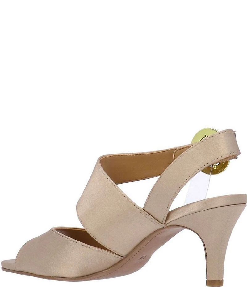 J. Renee Safira Satin Asymmetrical Embellished Ornament Buckle Dress Sandals