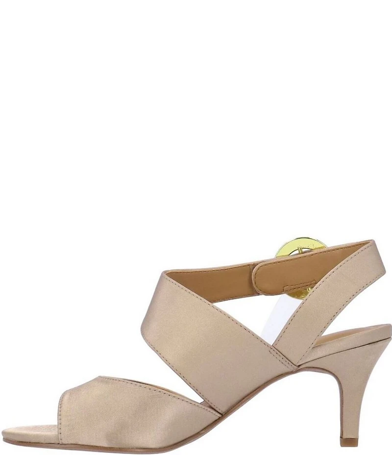 J. Renee Safira Satin Asymmetrical Embellished Ornament Buckle Dress Sandals