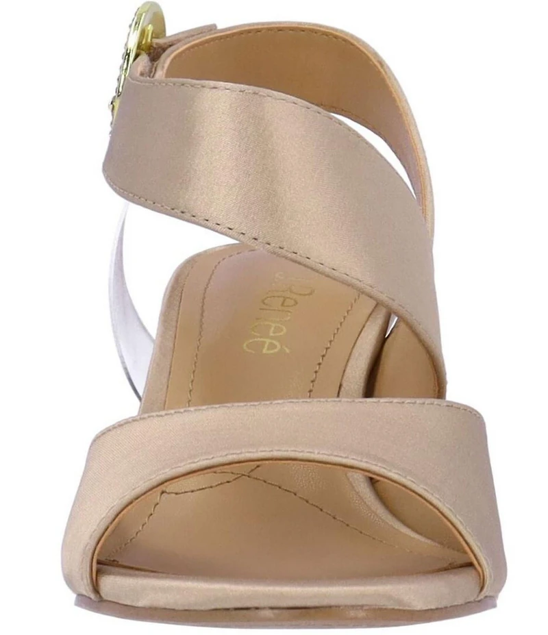J. Renee Safira Satin Asymmetrical Embellished Ornament Buckle Dress Sandals