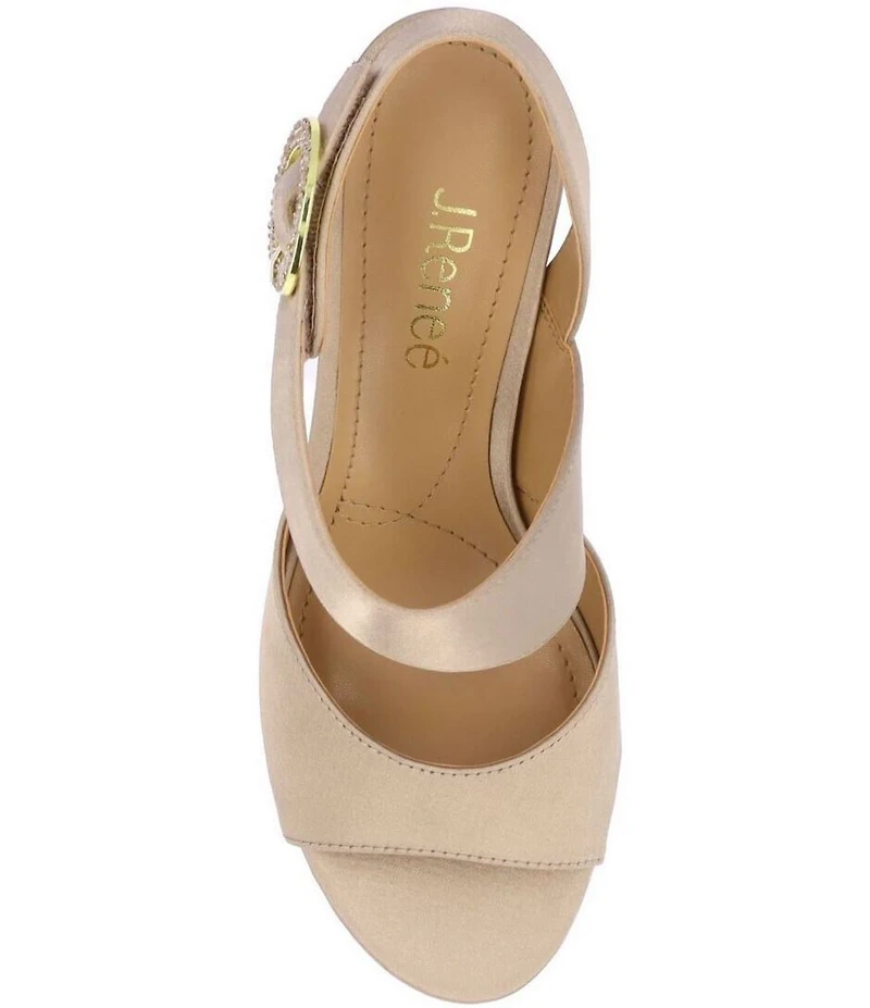 J. Renee Safira Satin Asymmetrical Embellished Ornament Buckle Dress Sandals