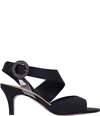 J. Renee Safira Satin Asymmetrical Embellished Ornament Buckle Dress Sandals