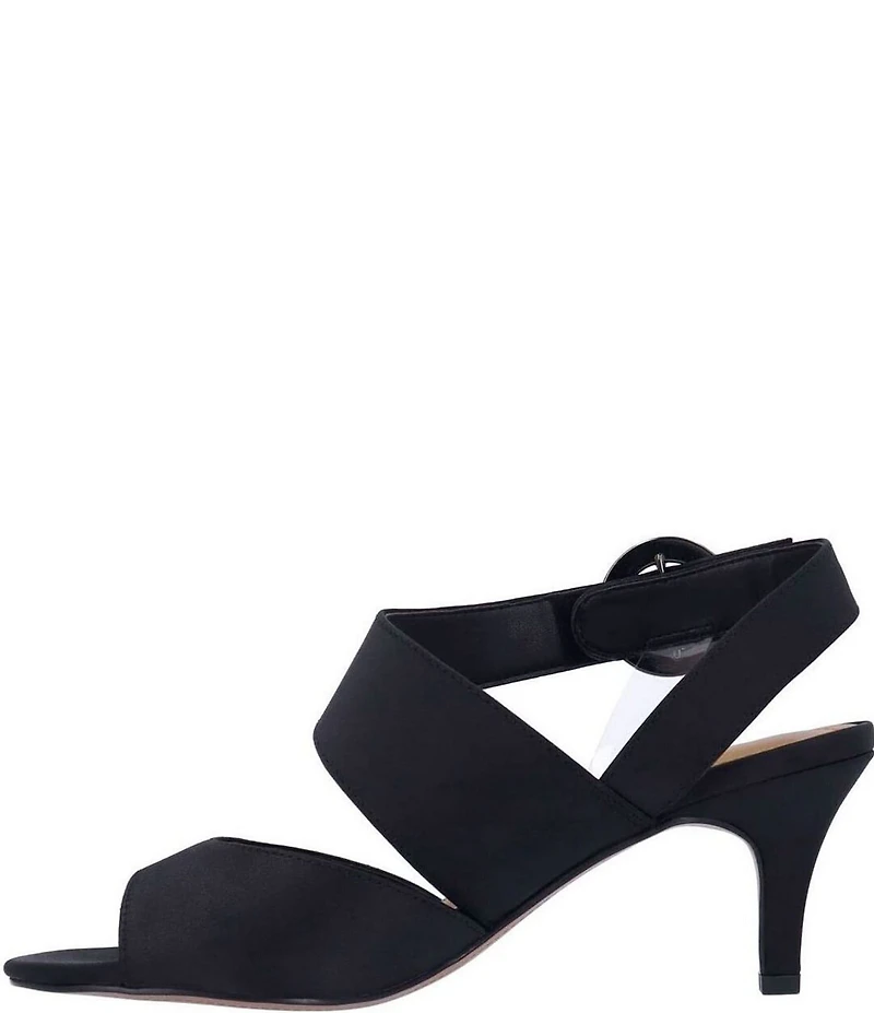 J. Renee Safira Satin Asymmetrical Embellished Ornament Buckle Dress Sandals