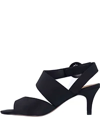 J. Renee Safira Satin Asymmetrical Embellished Ornament Buckle Dress Sandals