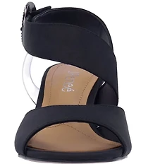 J. Renee Safira Satin Asymmetrical Embellished Ornament Buckle Dress Sandals