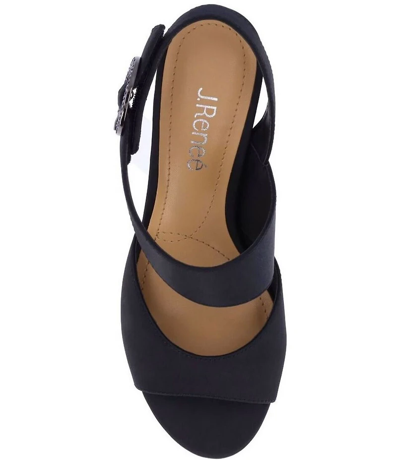J. Renee Safira Satin Asymmetrical Embellished Ornament Buckle Dress Sandals