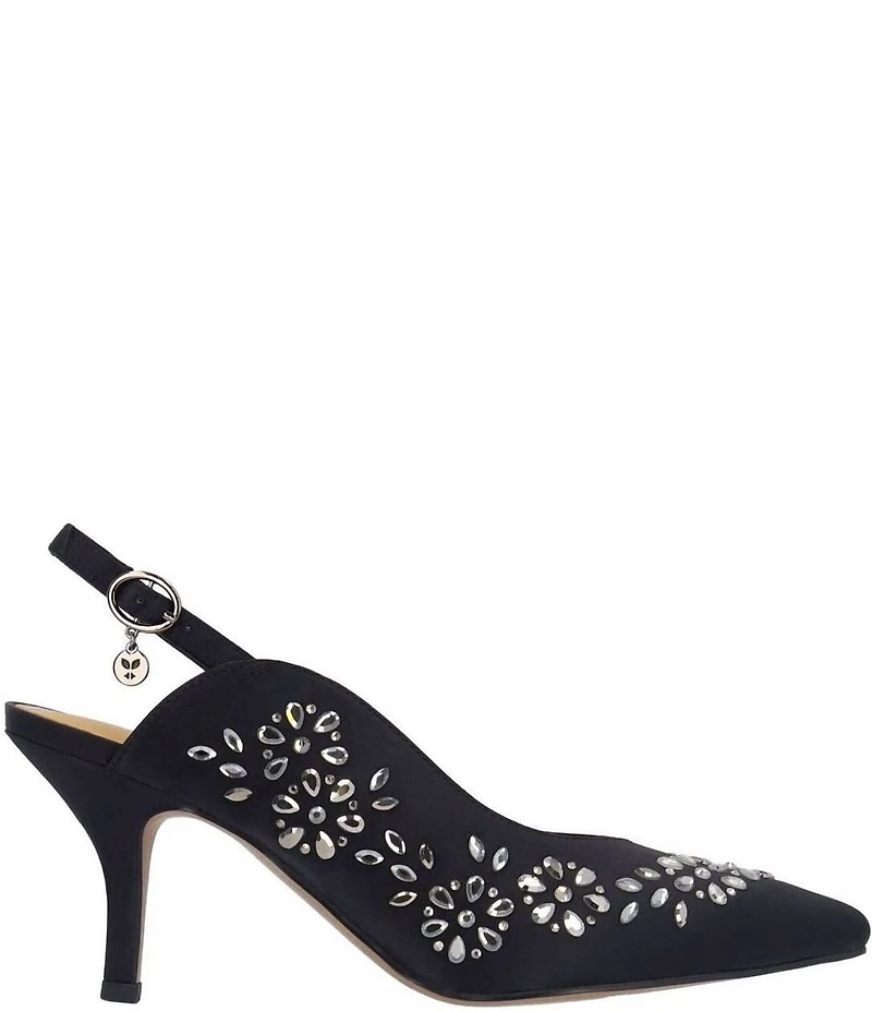 J. Renee Solara Dance Glitter Rhinestone Slingback Pumps