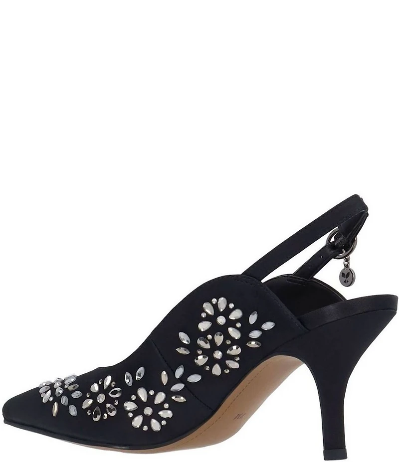 J. Renee Solara Dance Glitter Rhinestone Slingback Pumps