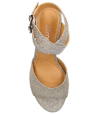 J. Renee Soncino Glitter Fabric Ankle Strap Dress Sandals