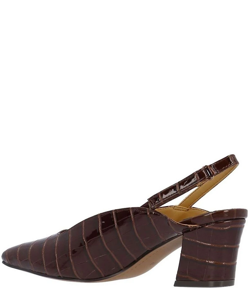 J. Renee Stasia Croco Embossed Patent Sling Back Pumps