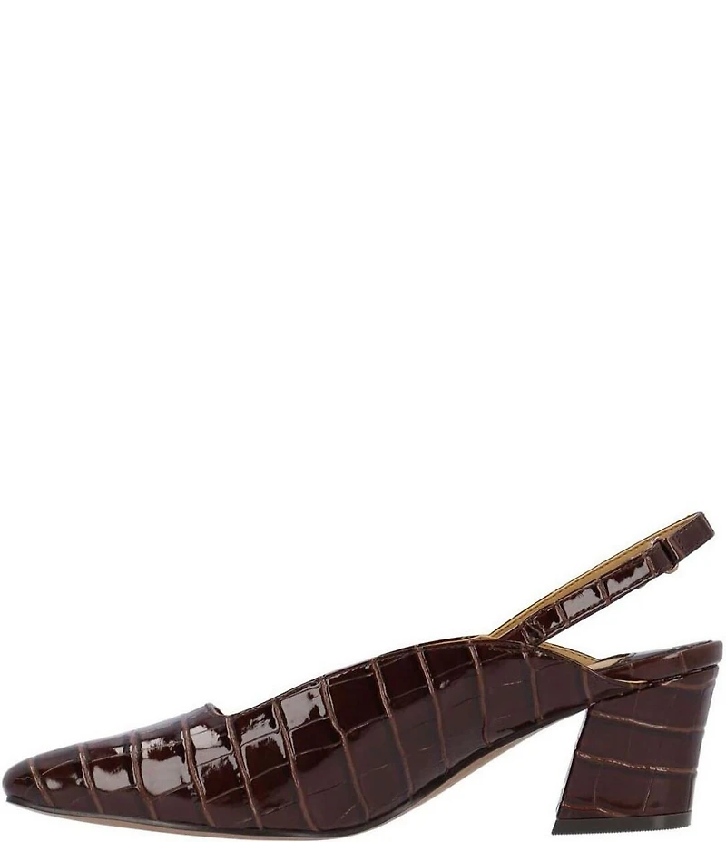 J. Renee Stasia Croco Embossed Patent Sling Back Pumps
