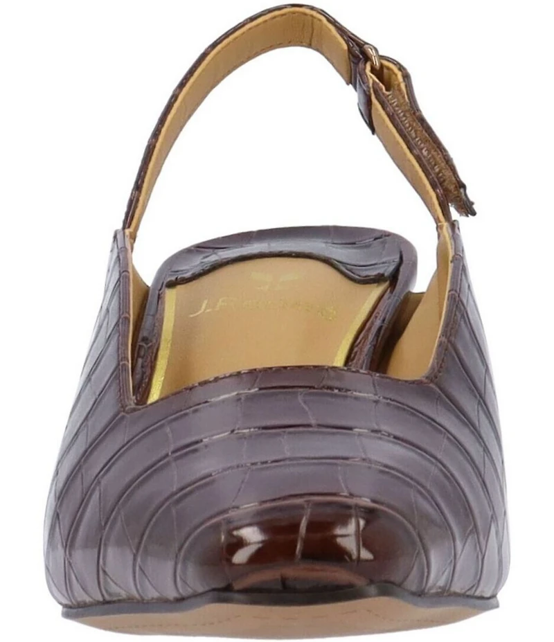 J. Renee Stasia Croco Embossed Patent Sling Back Pumps