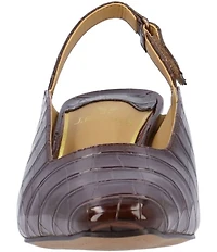 J. Renee Stasia Croco Embossed Patent Sling Back Pumps