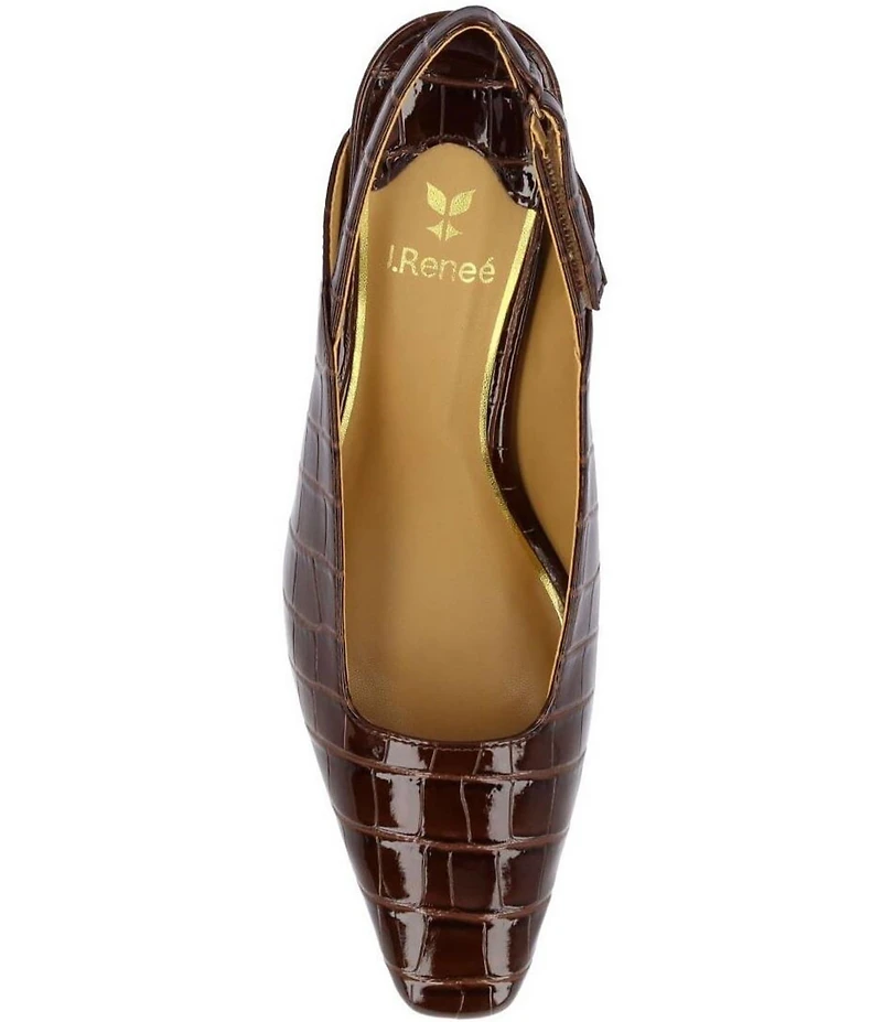 J. Renee Stasia Croco Embossed Patent Sling Back Pumps