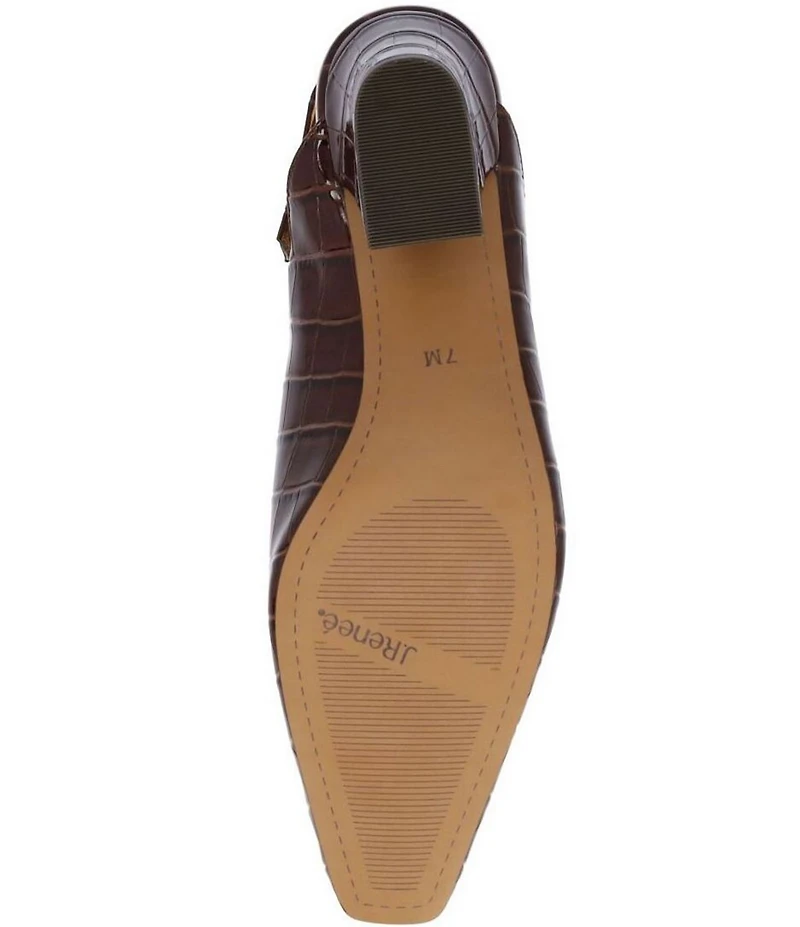 J. Renee Stasia Croco Embossed Patent Sling Back Pumps