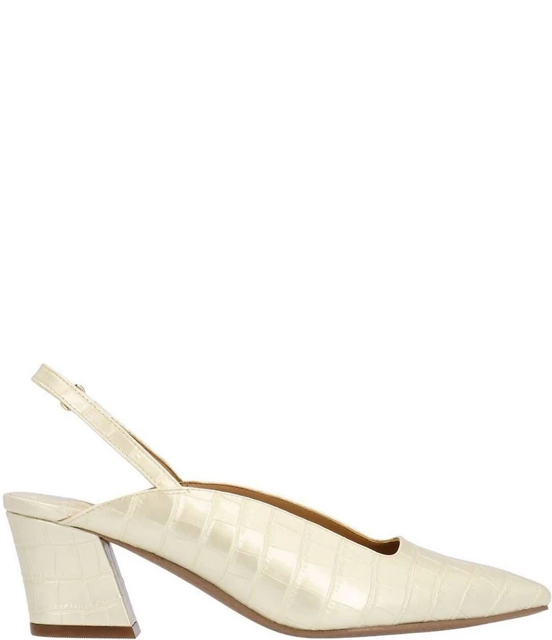 J. Renee Stasia Croco Embossed Patent Sling Back Pumps