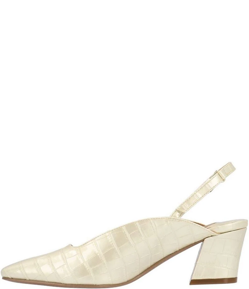 J. Renee Stasia Croco Embossed Patent Sling Back Pumps