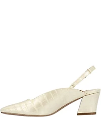 J. Renee Stasia Croco Embossed Patent Sling Back Pumps