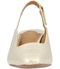 J. Renee Stasia Croco Embossed Patent Sling Back Pumps