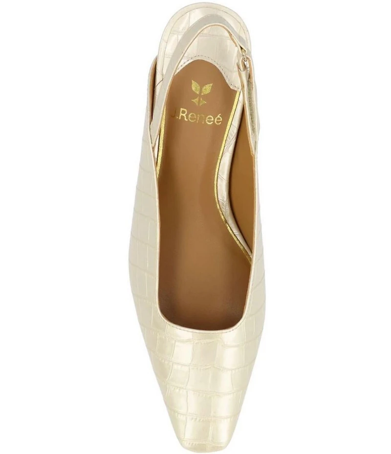 J. Renee Stasia Croco Embossed Patent Sling Back Pumps
