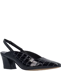 J. Renee Stasia Croco Embossed Patent Sling Back Pumps