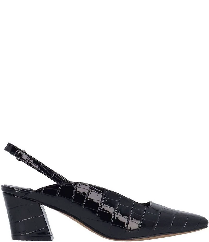 J. Renee Stasia Croco Embossed Patent Sling Back Pumps