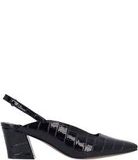J. Renee Stasia Croco Embossed Patent Sling Back Pumps