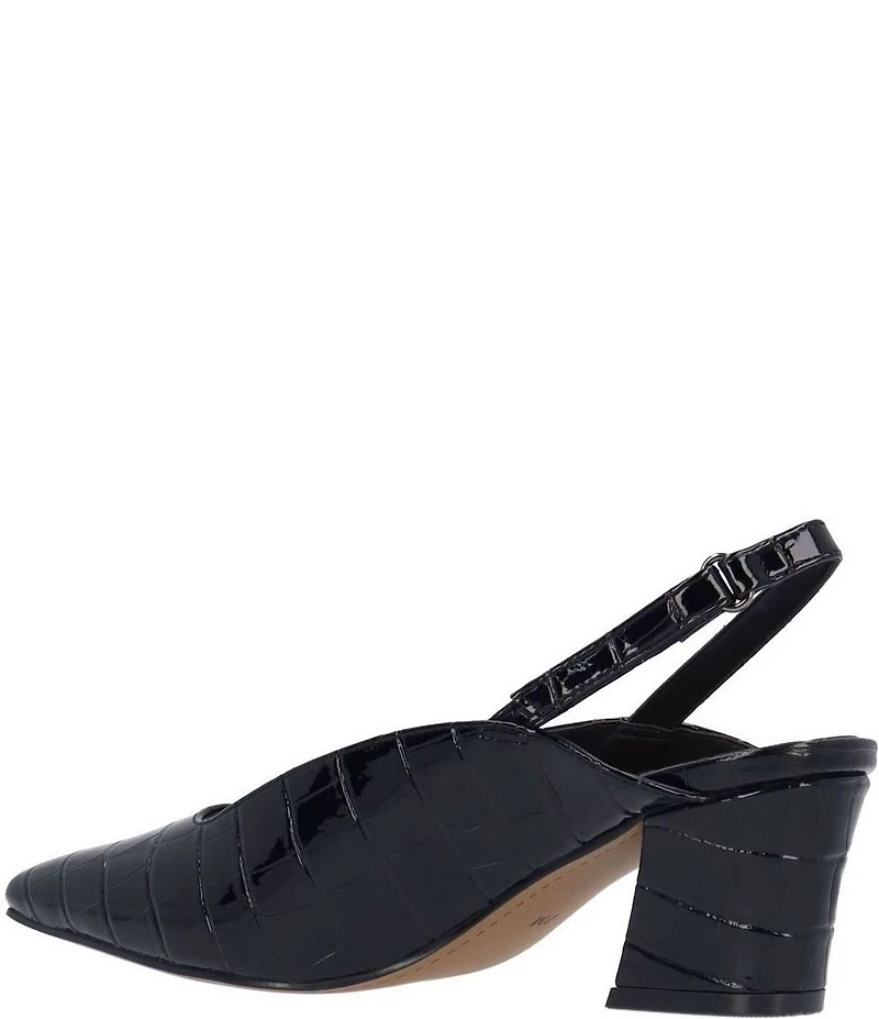 J. Renee Stasia Croco Embossed Patent Sling Back Pumps