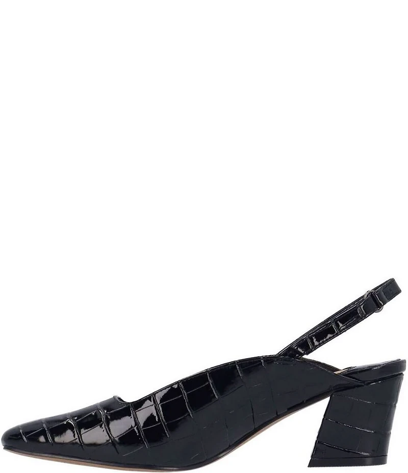 J. Renee Stasia Croco Embossed Patent Sling Back Pumps