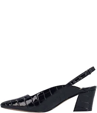 J. Renee Stasia Croco Embossed Patent Sling Back Pumps