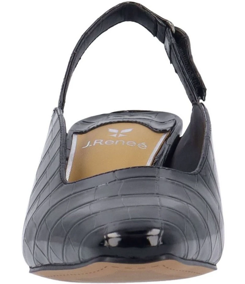 J. Renee Stasia Croco Embossed Patent Sling Back Pumps