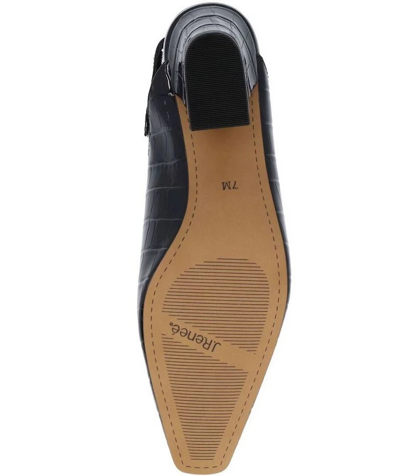 J. Renee Stasia Croco Embossed Patent Sling Back Pumps