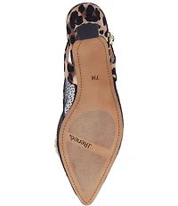 J. Renee Strovanni Leopard Print Mesh Rhinestone Ornament Slingback Pumps