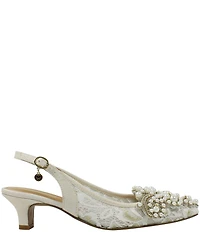 J. Renee Strovanni Lace Detail Pearl Ornament Slingback Pumps