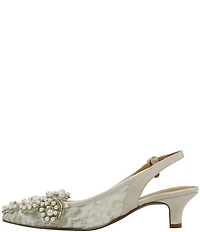 J. Renee Strovanni Lace Detail Pearl Ornament Slingback Pumps