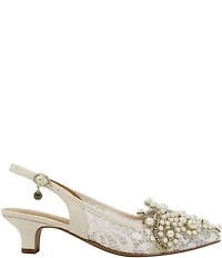 J. Renee Strovanni Lace Detail Pearl Ornament Slingback Pumps