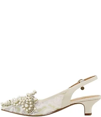 J. Renee Strovanni Lace Detail Pearl Ornament Slingback Pumps