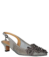 J. Renee Strovanni Glitter Mesh Jewel Ornament Slingback Pumps