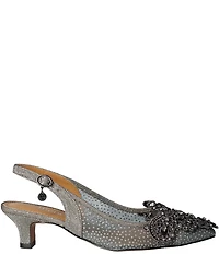 J. Renee Strovanni Glitter Mesh Jewel Ornament Slingback Pumps