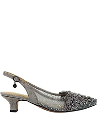 J. Renee Strovanni Glitter Mesh Jewel Ornament Slingback Pumps