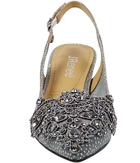 J. Renee Strovanni Glitter Mesh Jewel Ornament Slingback Pumps