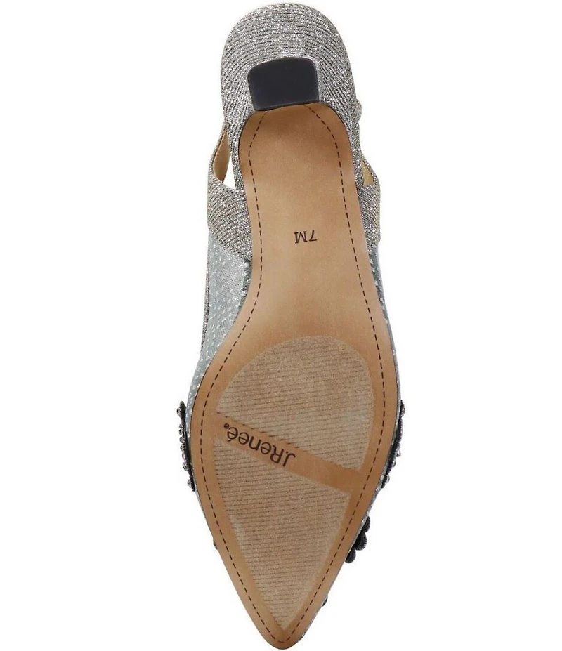 J. Renee Strovanni Glitter Mesh Jewel Ornament Slingback Pumps