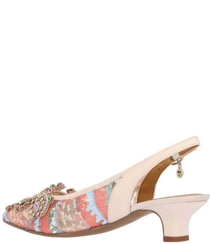 J. Renee Strovanni Mesh Pearl Rhinestone Slingback Dress Pumps