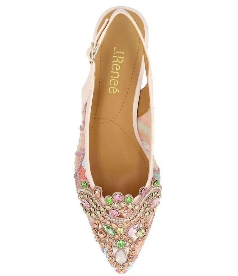 J. Renee Strovanni Mesh Pearl Rhinestone Slingback Dress Pumps