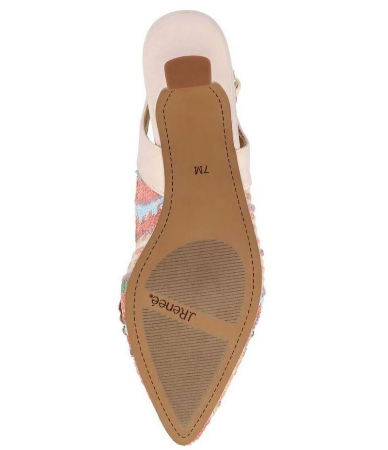 J. Renee Strovanni Mesh Pearl Rhinestone Slingback Dress Pumps