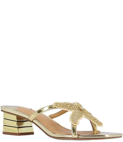 J. Renee Sunstar Metallic Patent Rhinestone Starfish Ornament Sandals